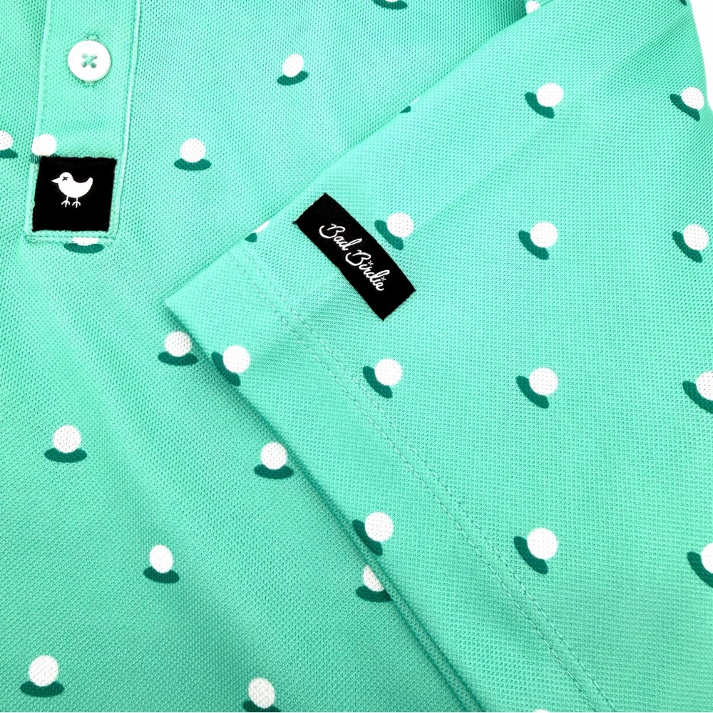 NWT New Bad Birdie Men's Aim Point Pique Tech Golf Polo Shirt Large L Dusty Jade - Picture 3 of 4